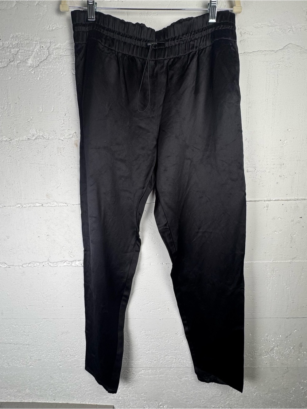 Alexander Wang Women’s tapered Satin Track  Black Elastic-Waist Casual Pants 6